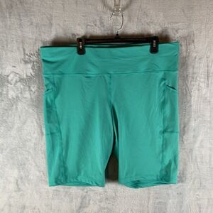 Ideology Womens Bike Shorts 3X Green Pockets Activewear High Waist Rise Athletic